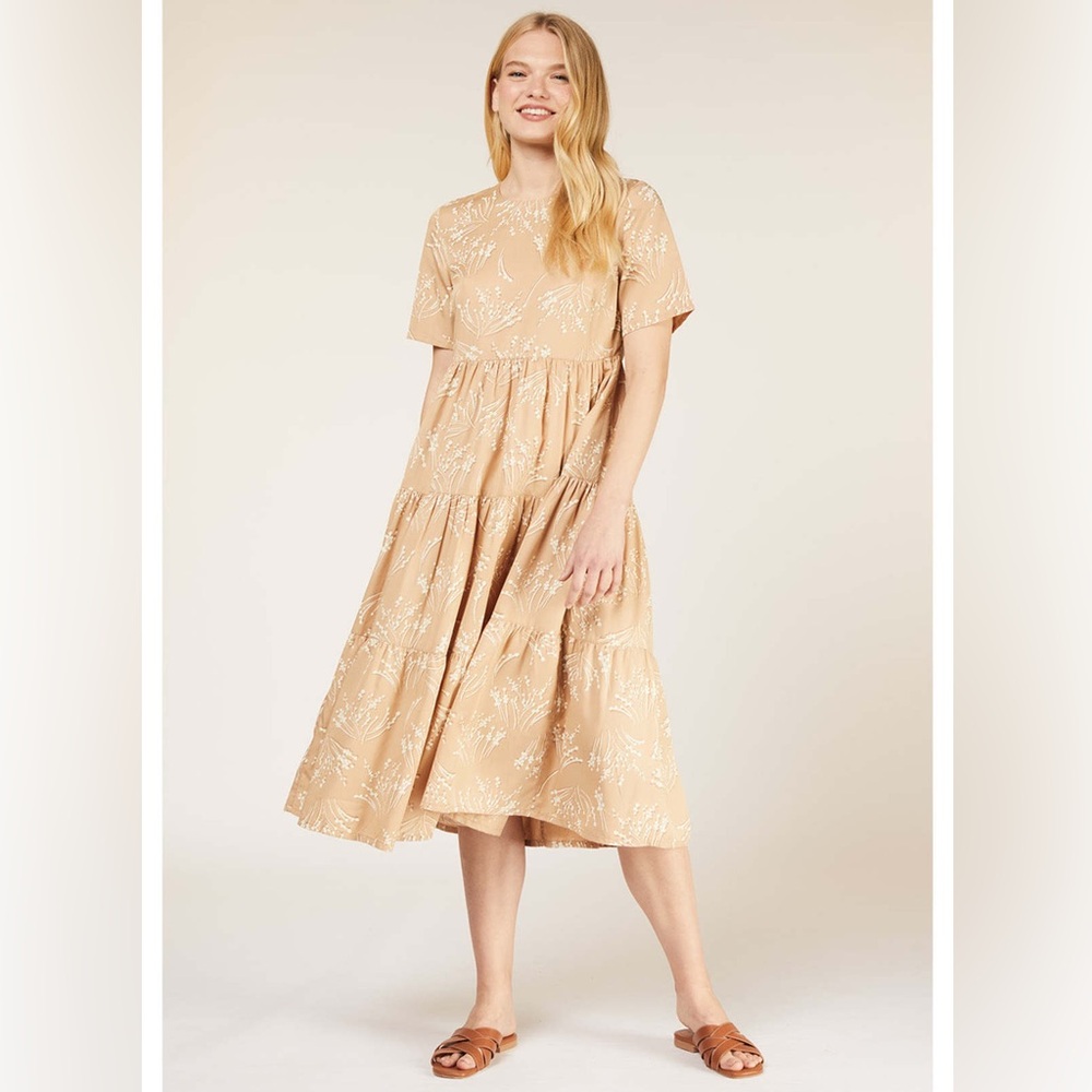 People Tree Beige Floral Tiered Midi - 4